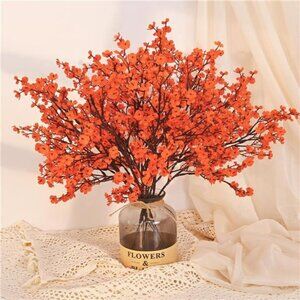 Fake Fall Flowers Real Touch Silk Flowers, 5Pcs Fall Orange Artificial